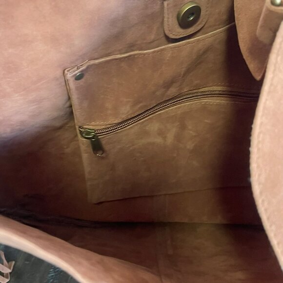 Brown Faux Suede Hobo Boho Fringe Large Bag Adjustable straps - Picture 5 of 5